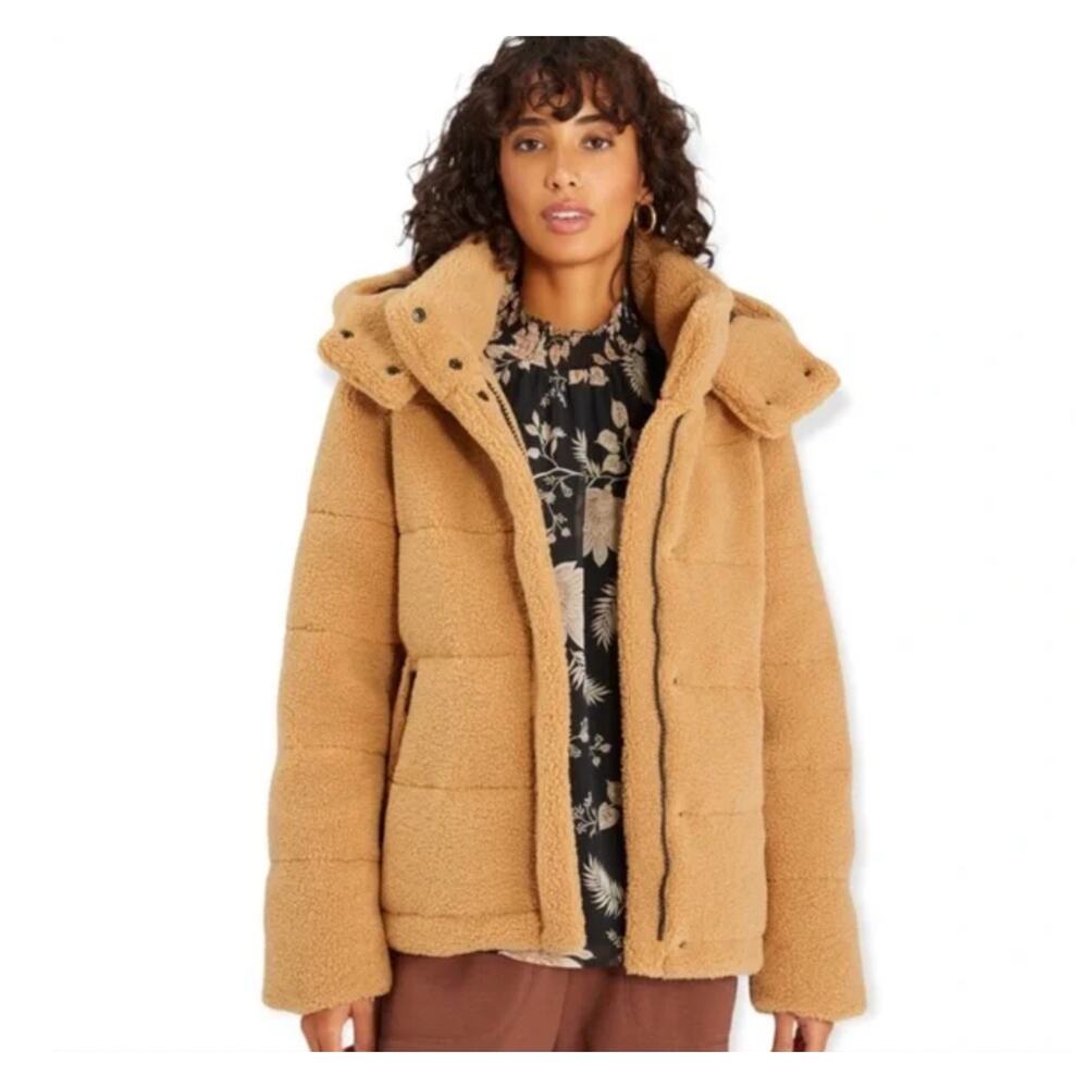 Sanctuary NEW Faux Fur Teddy Puffer Coat Jacket